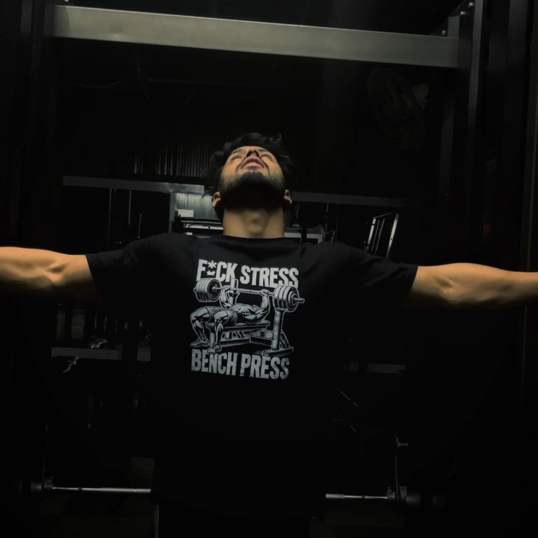 Gym T-Shirt for Men – F*ck Stress, Bench Press Hungry Eagle