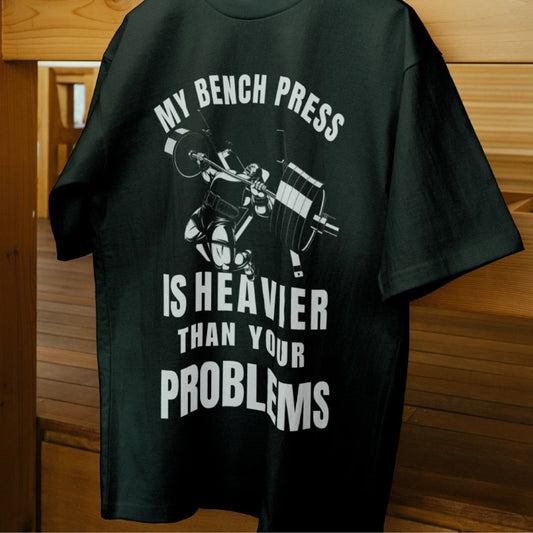 Gym T-Shirt for Men – Bench Press Heavier Than Your Problems Hungry Eagle