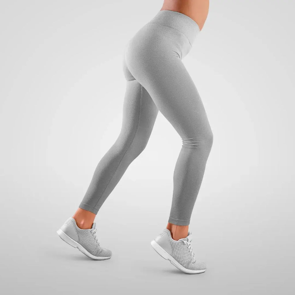 High Waisted Gym Leggings - White & Grey Gradient - Stretchable with Pocket Hungry Eagle